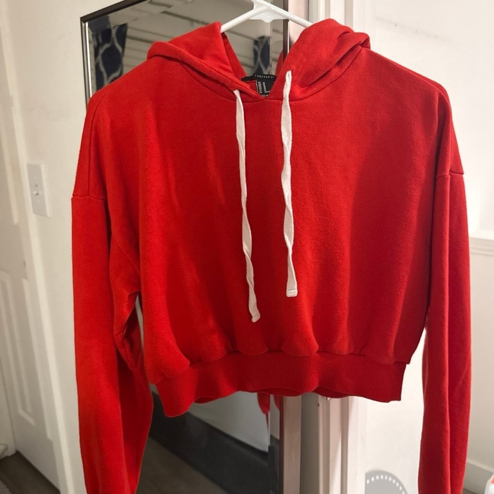 Red Cropped Hoodie